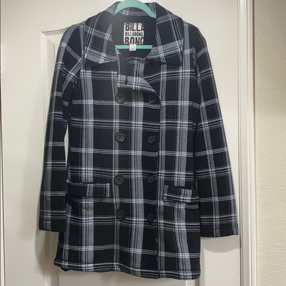 Billabong plaid double breasted jacket